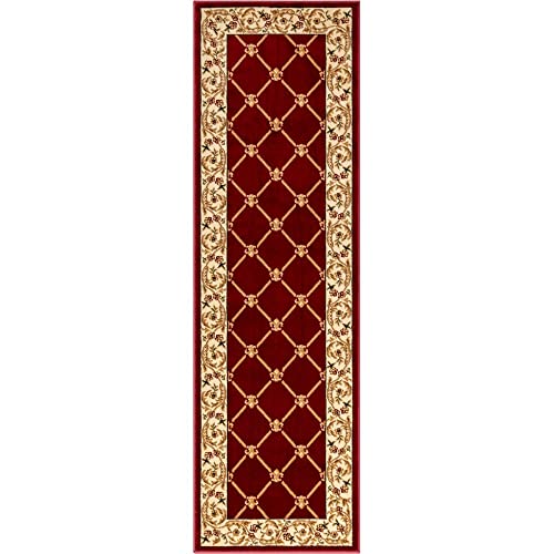 Well Woven Timeless Fleur De Lis Red Formal Area Rug 2'3" X 7'3" Runner