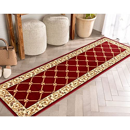 Well Woven Timeless Fleur De Lis Red Formal Area Rug 2'3" X 7'3" Runner