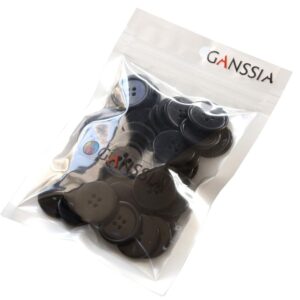 GANSSIA 1 Inch (25mm) Black Resin Buttons Sewing Flatback Button for Garment DIY Craft Decoration Pack of 50PCS