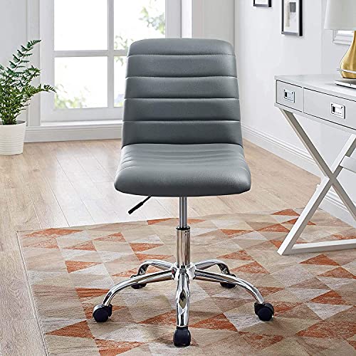 Modway Ripple Ribbed Armless Mid Back Swivel Computer Desk Office Chair In Gray