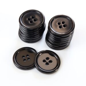 GANSSIA 1 Inch (25mm) Black Resin Buttons Sewing Flatback Button for Garment DIY Craft Decoration Pack of 50PCS