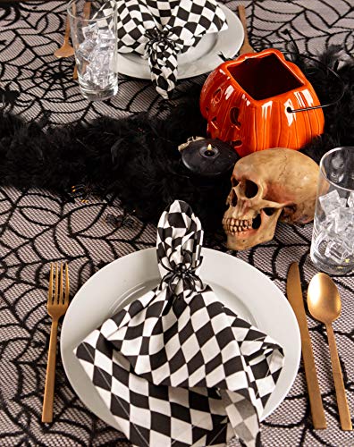 DII Black Lace Overlay Tabletop Collection Gothic Halloween Decor, Tablecloth, 54x72, Spider Web