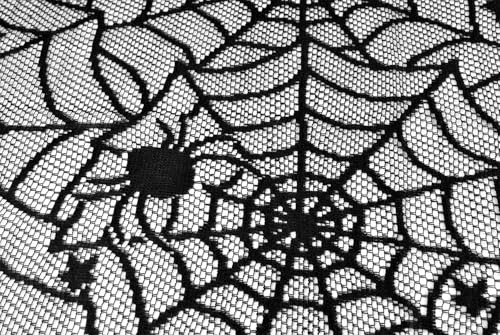 DII Black Lace Overlay Tabletop Collection Gothic Halloween Decor, Tablecloth, 54x72, Spider Web