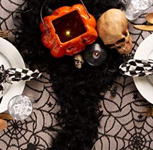 DII Black Lace Overlay Tabletop Collection Gothic Halloween Decor, Tablecloth, 54x72, Spider Web