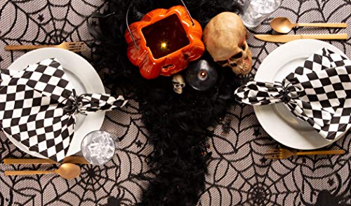 DII Black Lace Overlay Tabletop Collection Gothic Halloween Decor, Tablecloth, 54x72, Spider Web