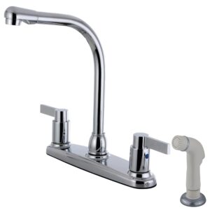 kingston brass fb2751ndl nuvofusion 8" centerset kitchen faucet, 7-inch in spout reach, polished chrome