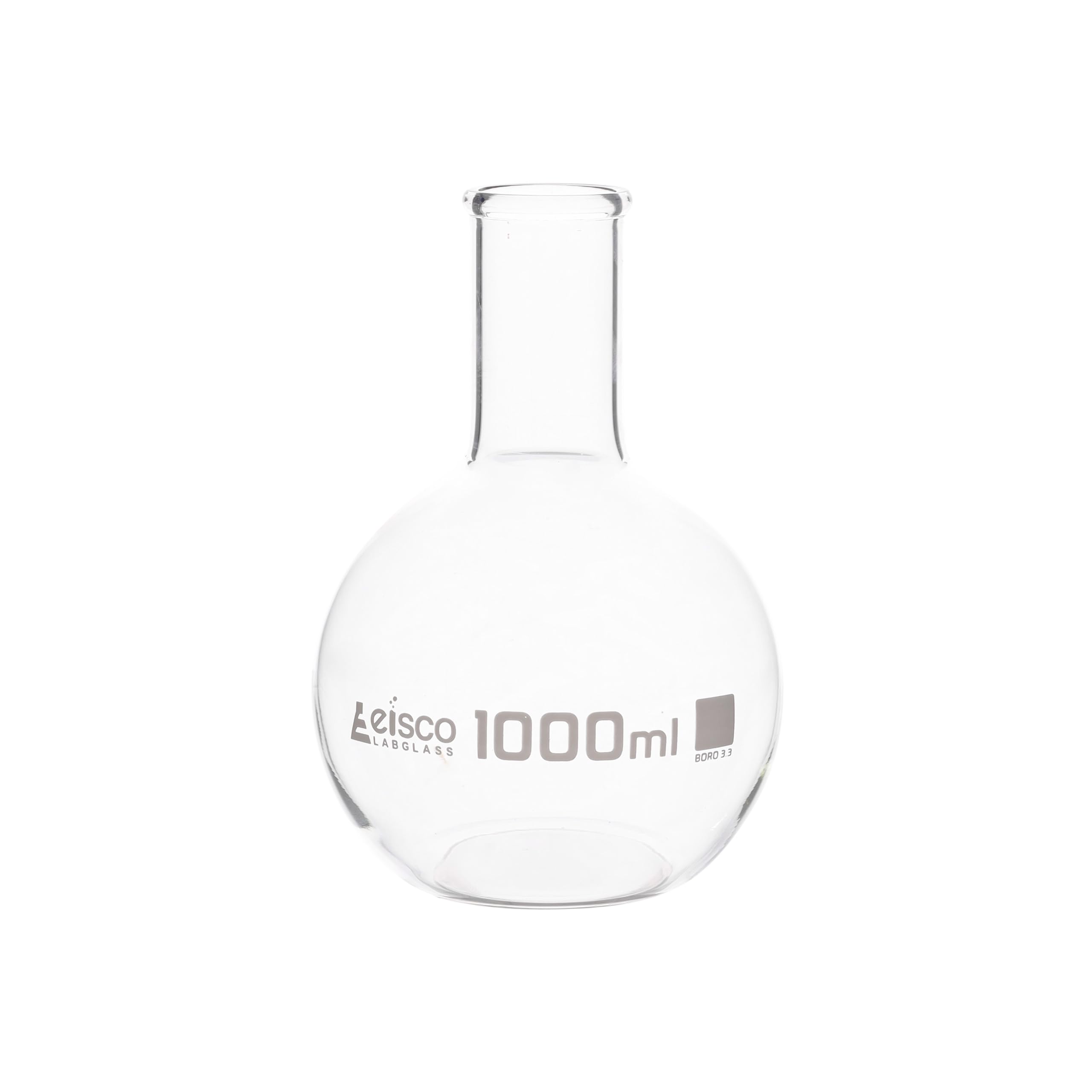 EISCO Boiling Flask, 1000ml - Borosilicate Glass - Flat Bottom, Narrow Neck