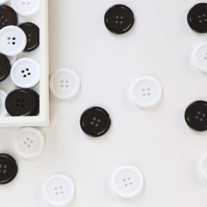 GANSSIA 1 Inch (25mm) Black Resin Buttons Sewing Flatback Button for Garment DIY Craft Decoration Pack of 50PCS