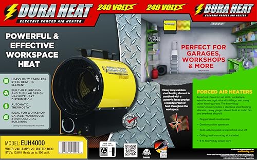 Dura Heat 240V Garage Overheat Protection Electric Forced Air Heater, Medium, Yellow