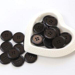 GANSSIA 1 Inch (25mm) Black Resin Buttons Sewing Flatback Button for Garment DIY Craft Decoration Pack of 50PCS