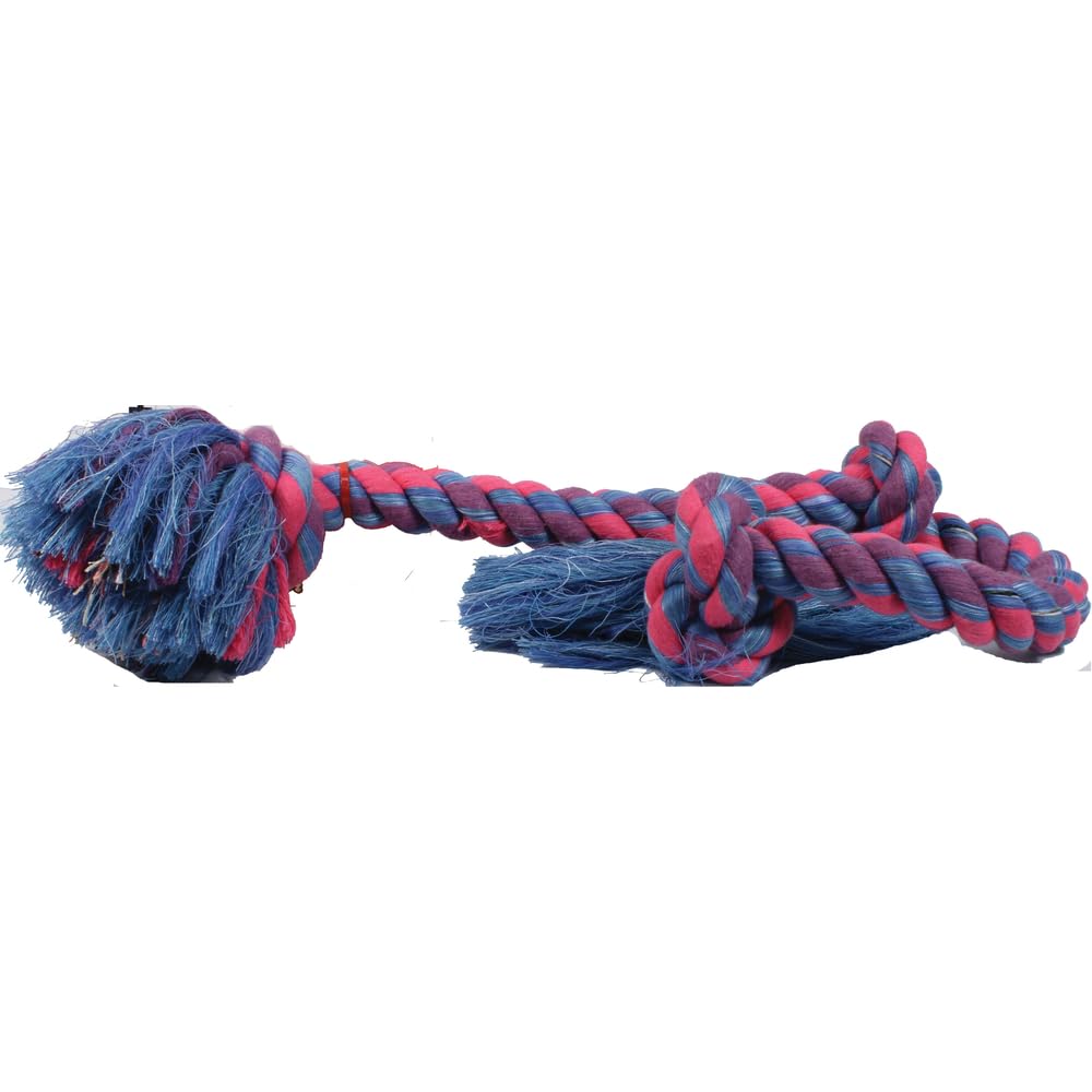 MAMMOTH Flossy Chews Colored 3 Knot Tug Rope X-Large - 36" Long - Pack of 2