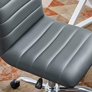 Modway Ripple Ribbed Armless Mid Back Swivel Computer Desk Office Chair In Gray