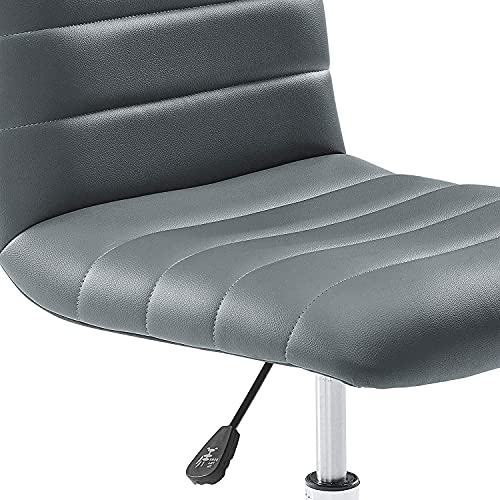 Modway Ripple Ribbed Armless Mid Back Swivel Computer Desk Office Chair In Gray