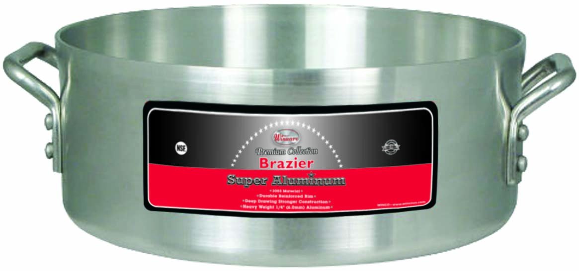 Winco USA Super Aluminum Braizer, Extra Heavy Weight, 15 Quart, Aluminum