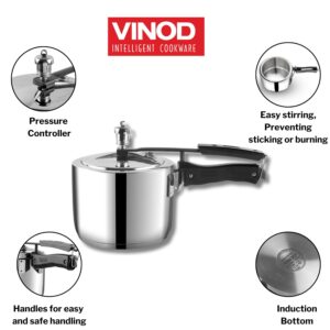 Vinod 3L Stainless Steel Inner Lid Sandwich Bottom Pressure Cooker, 3-Liter