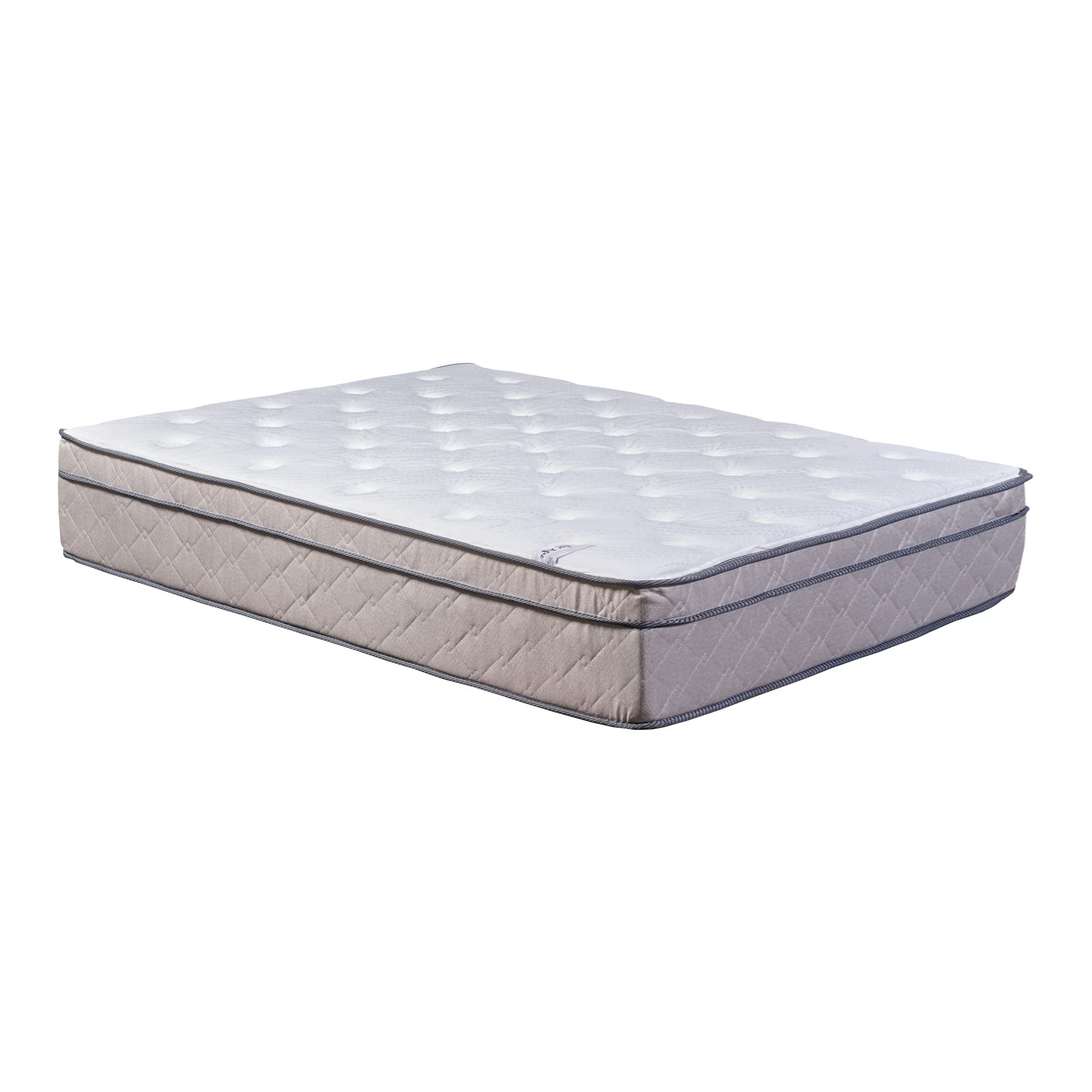 Continental Sleep Soft Encased Hybrid Eurotop Pillowtop Memory Foam Gel Innerspring Mattress, Good for The Back, Queen, White/Brown