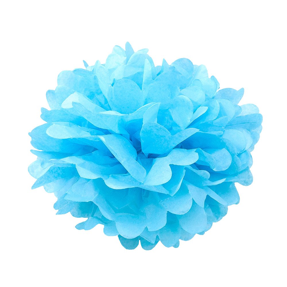 WYZworks Set of 6 - Aqua Blue 14" - (6 Pack) Tissue Pom Poms Flower Party Decorations for Weddings, Birthday, Bridal, Baby Showers, Nursery, Décor, Halloween