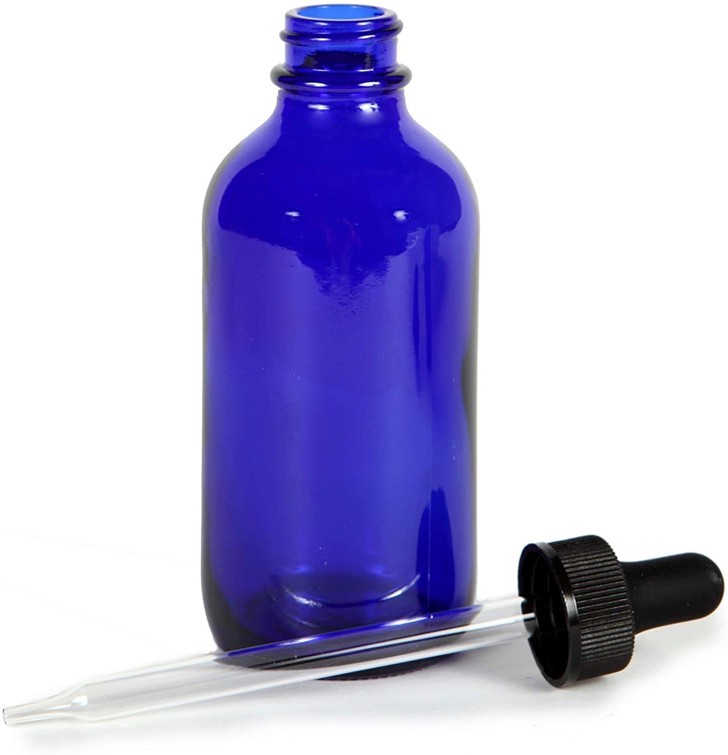 Pack of 12 - 4oz Cobalt Blue Glass Bottle with Glass Dropper - GreenHealth