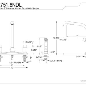 Kingston Brass FB2751NDL NuvoFusion 8" Centerset Kitchen Faucet, 7-Inch in Spout Reach, Polished Chrome