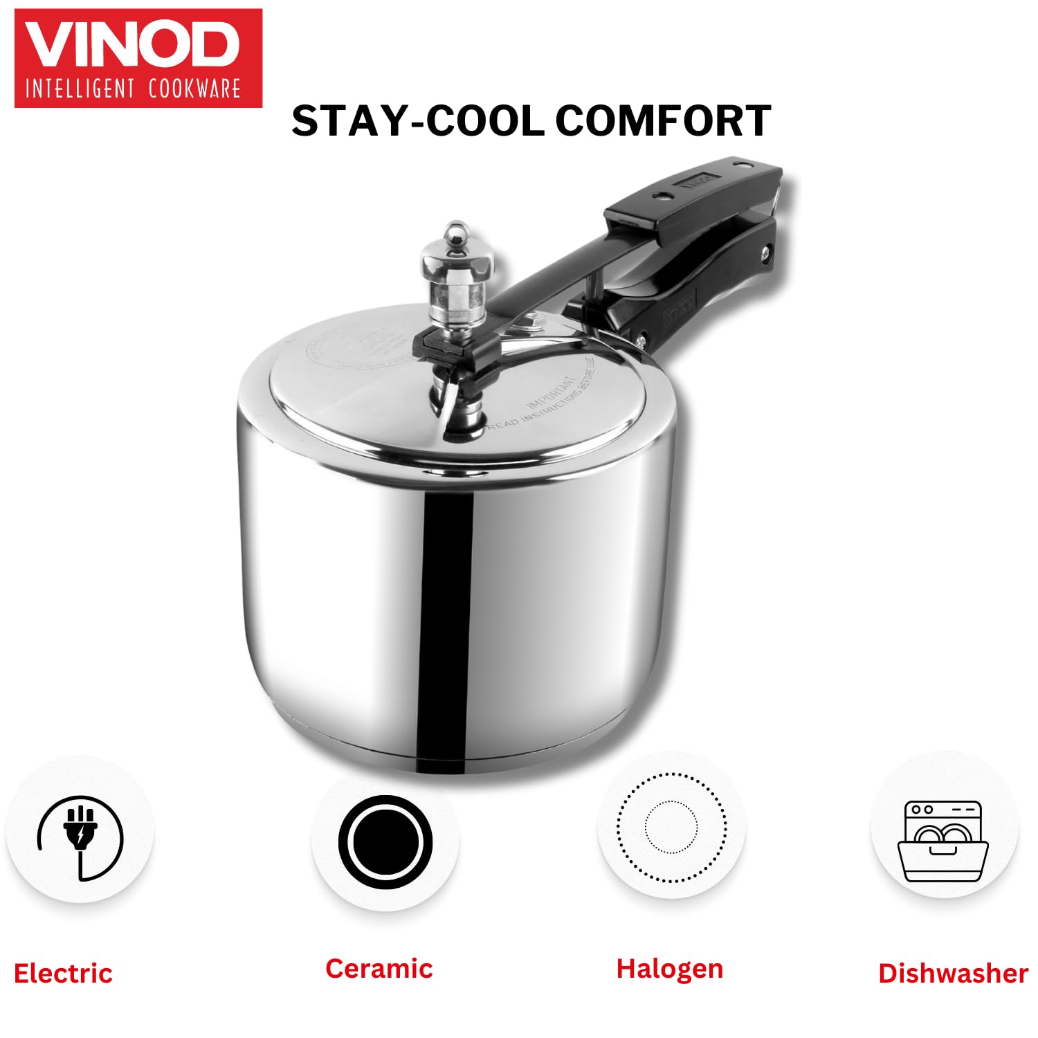 Vinod 3L Stainless Steel Inner Lid Sandwich Bottom Pressure Cooker, 3-Liter