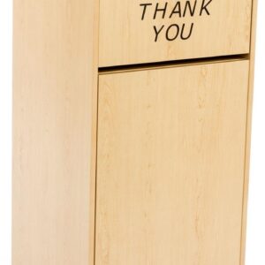 Restaurant Trash Can, Hinged Door, 36 Gallon, Tray Holder,"Thank You" Message (Melamine)