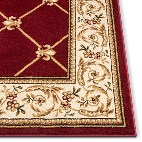 Well Woven Timeless Fleur De Lis Red Formal Area Rug 2'3" X 7'3" Runner