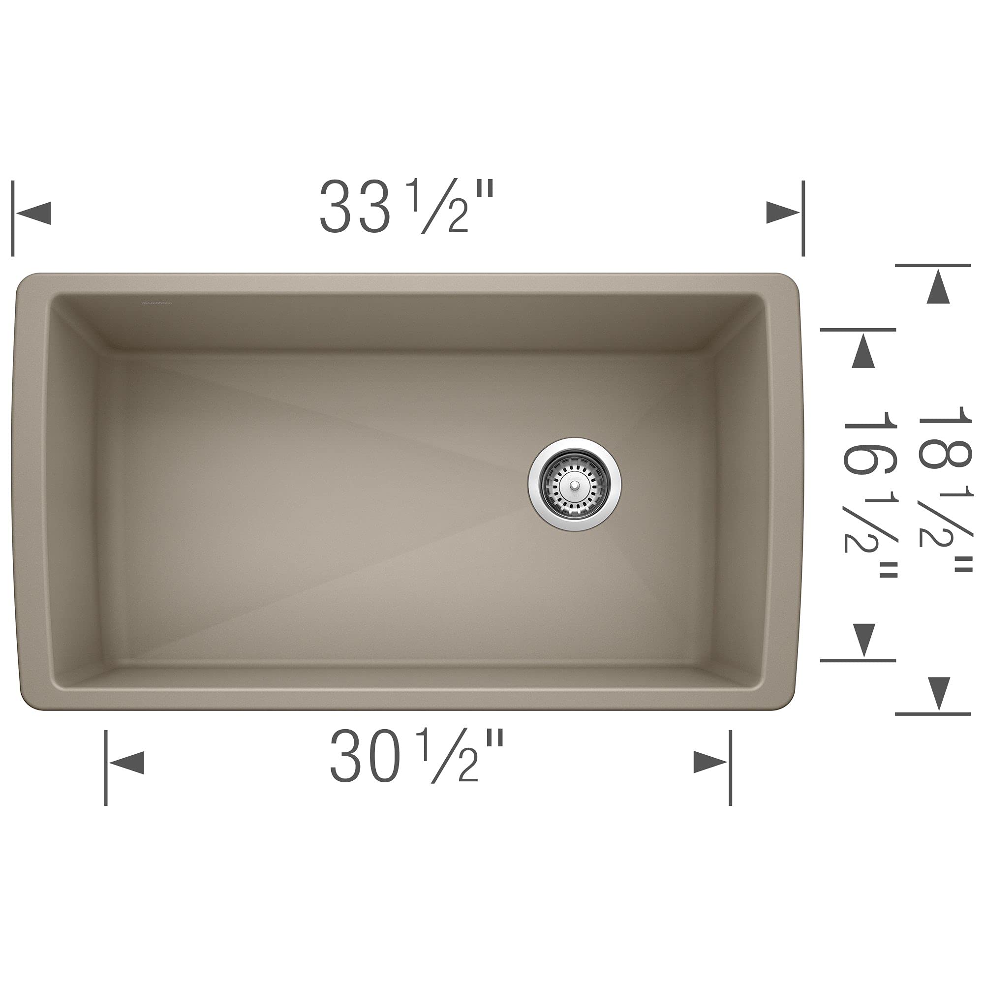 BLANCO, Trufle 441765 DIAMOND SILGRANIT Super Single Undermount Kitchen Sink, 33.5" X 18.5"