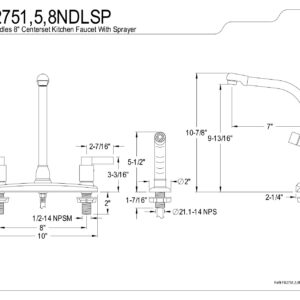 Kingston Brass FB2751NDLSP NuvoFusion 8" Centerset Kitchen Faucet, 7-Inch in Spout Reach, Polished Chrome