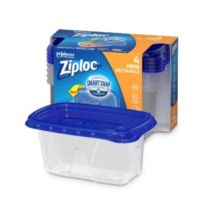 Ziploc Container, Medium Rectangle, 1.5 Cups, 4 Count (Pack of 1)