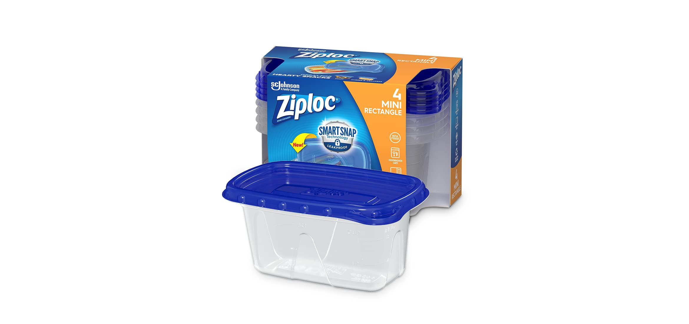 Ziploc Container, Medium Rectangle, 1.5 Cups, 4 Count (Pack of 1)