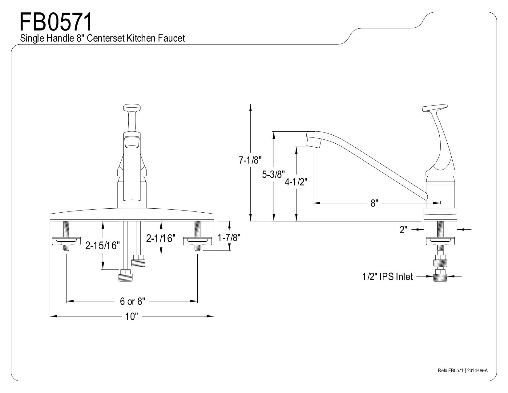 Kingston Brass FB0571 Columbia 8" Centerset Kitchen Faucet, 8-Inch in Spout Reach, Polished Chrome