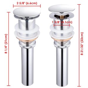 Aquaterior 1 5/8" Bathroom Pop up Drain Vessel Sink Drain Solid Brass Kitchen Sink Drains Tub Basin Polished Chrome