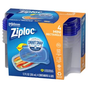 Ziploc Container, Medium Rectangle, 1.5 Cups, 4 Count (Pack of 1)