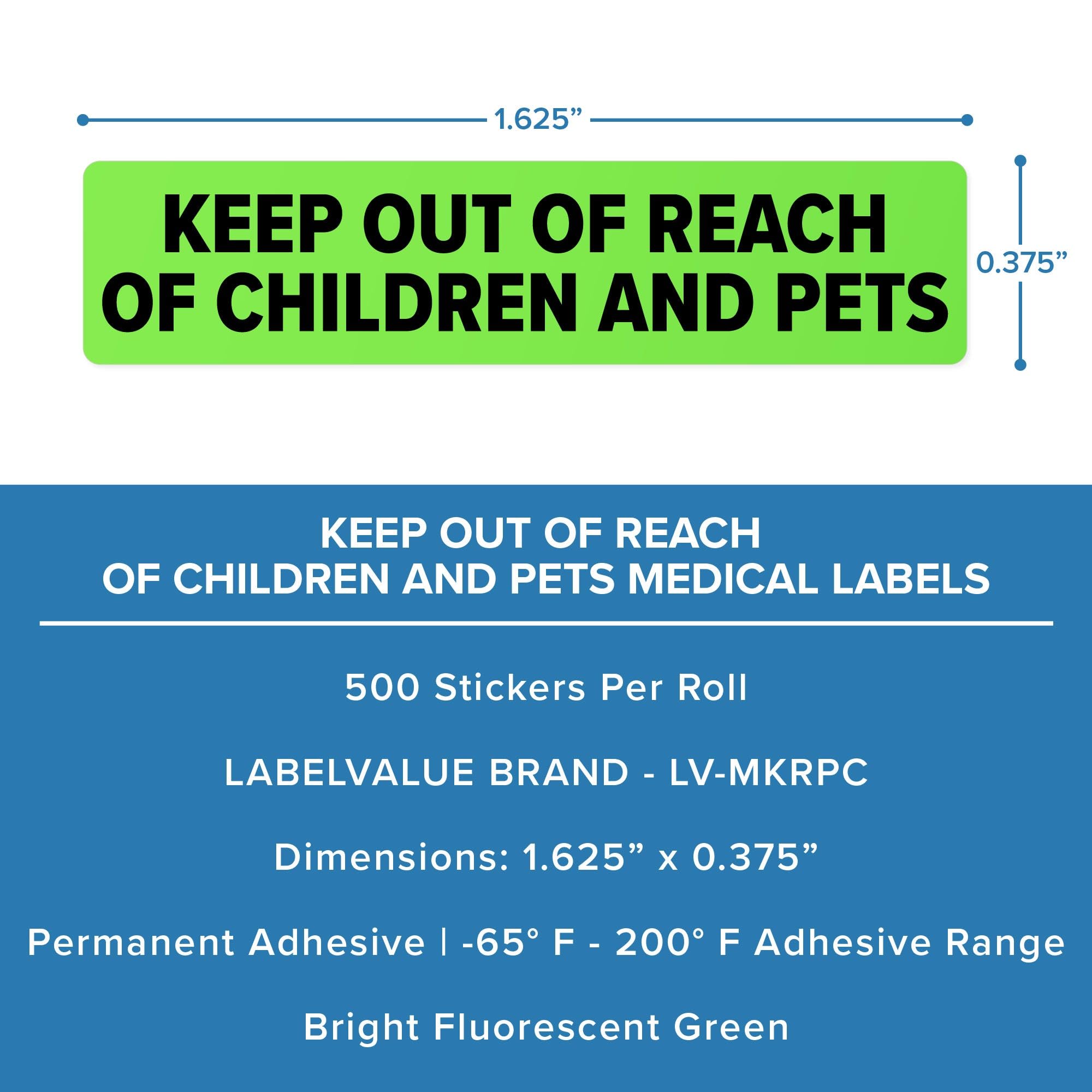 LabelValue.com | Keep Out of Reach of Children and Pets Medical Healthcare Labels - 500 Labels Per Roll