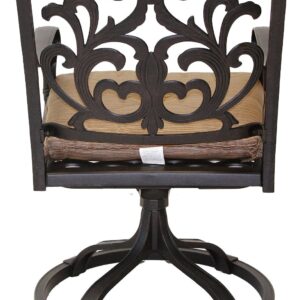 Mandalay Outdoor Patio 9pc Dining Set Dark Bronze Color Cast Aluminum (Premium Fabric Cushions)