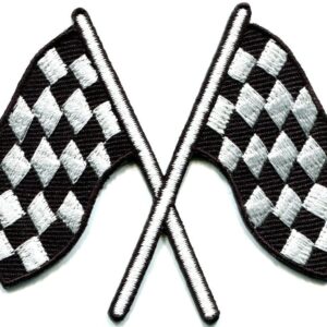 Checkered Flag Chequered auto car Racing Rockabilly Embroidered Iron on Patch Applique