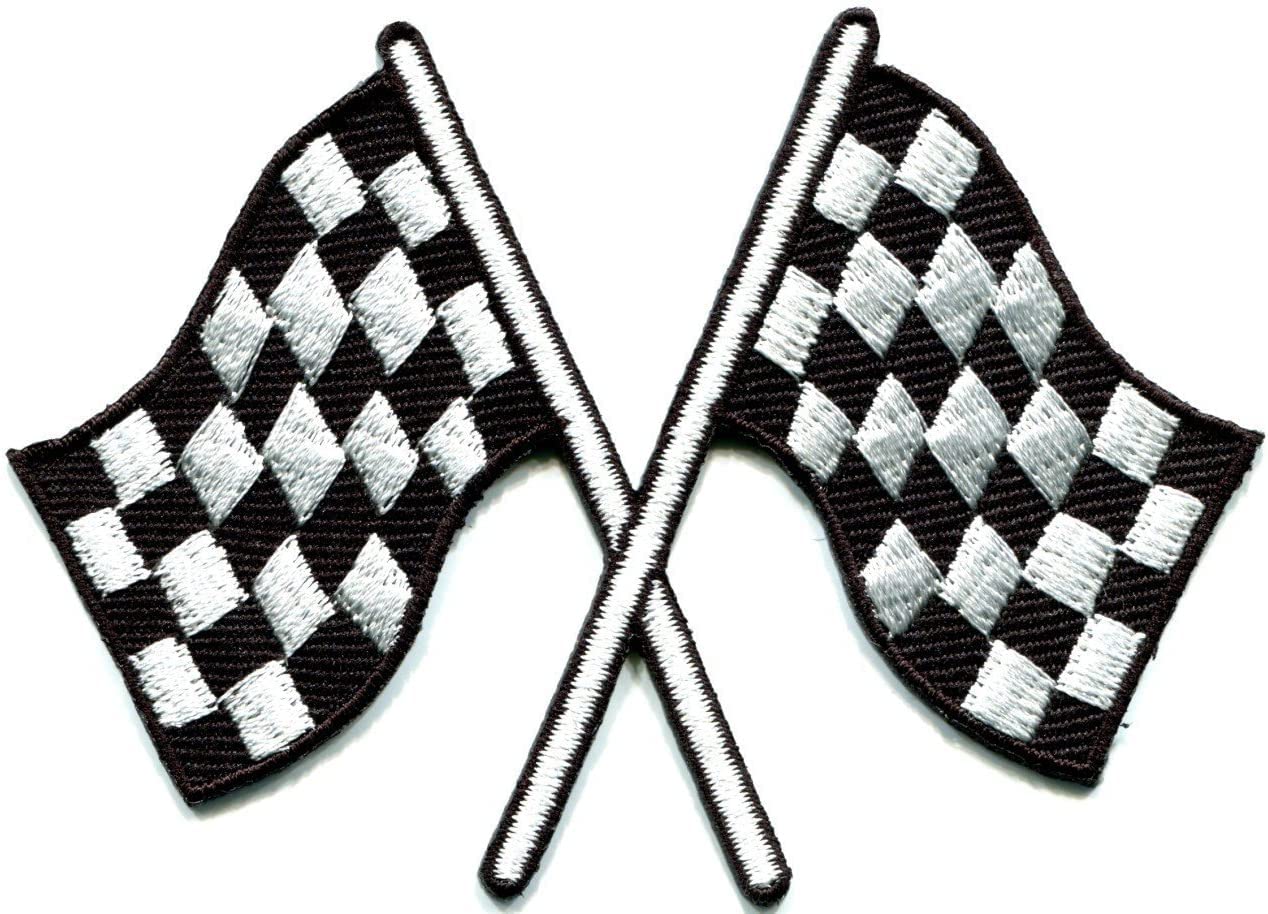 Checkered Flag Chequered auto car Racing Rockabilly Embroidered Iron on Patch Applique