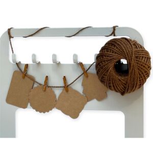 LWR CRAFTS 100 Hang Tags Rectangle with Jute Twines 100ft (2 3/8" x 1 9/16", Kraft)