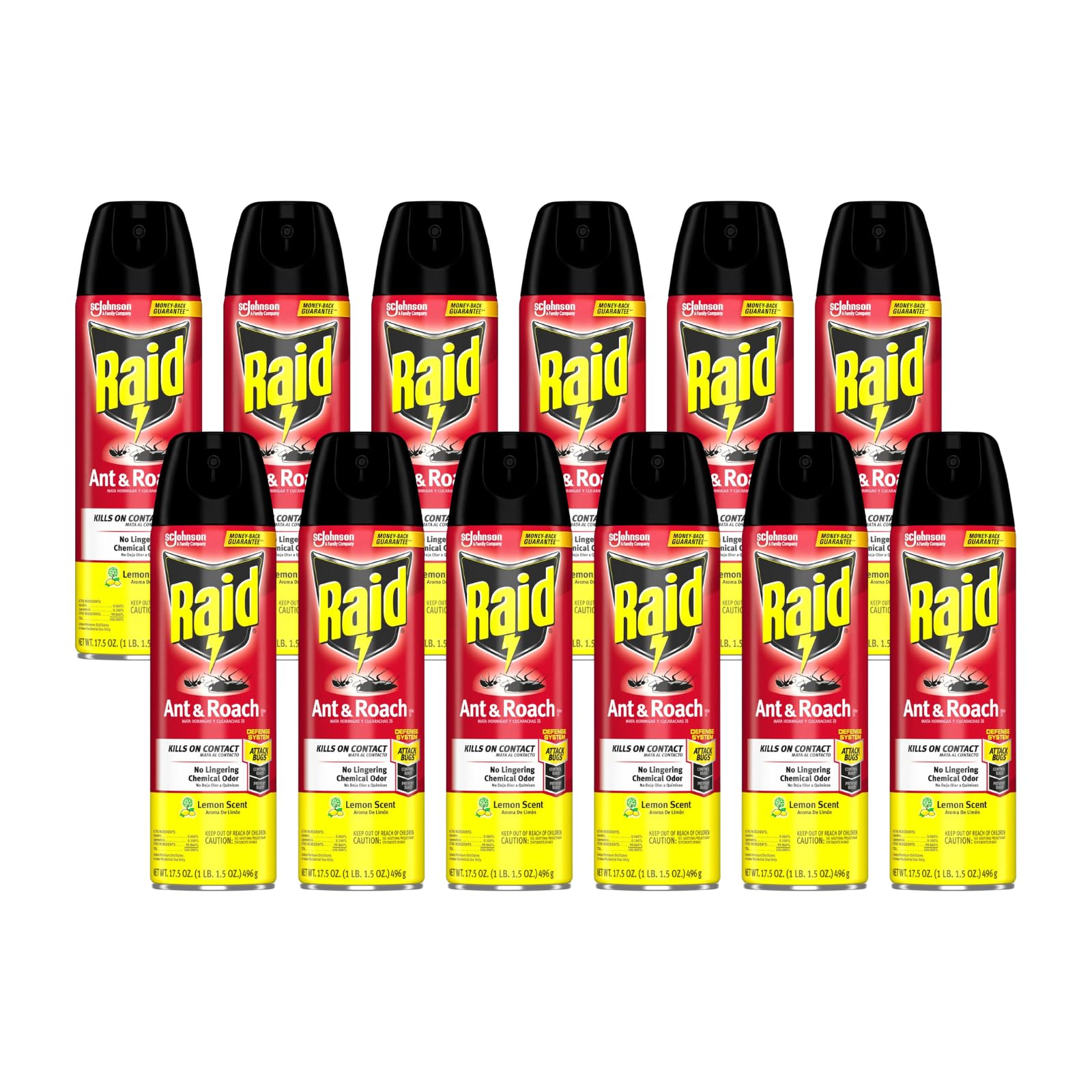 Raid Ant and Roach Killer, Lemon Scent, 17.5 OZ (Pack of 12)