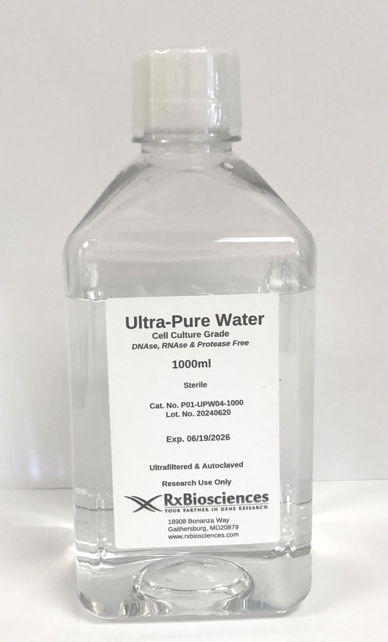 Ultra Pure Water, Cell Culture Grade, 1000ML, Certified