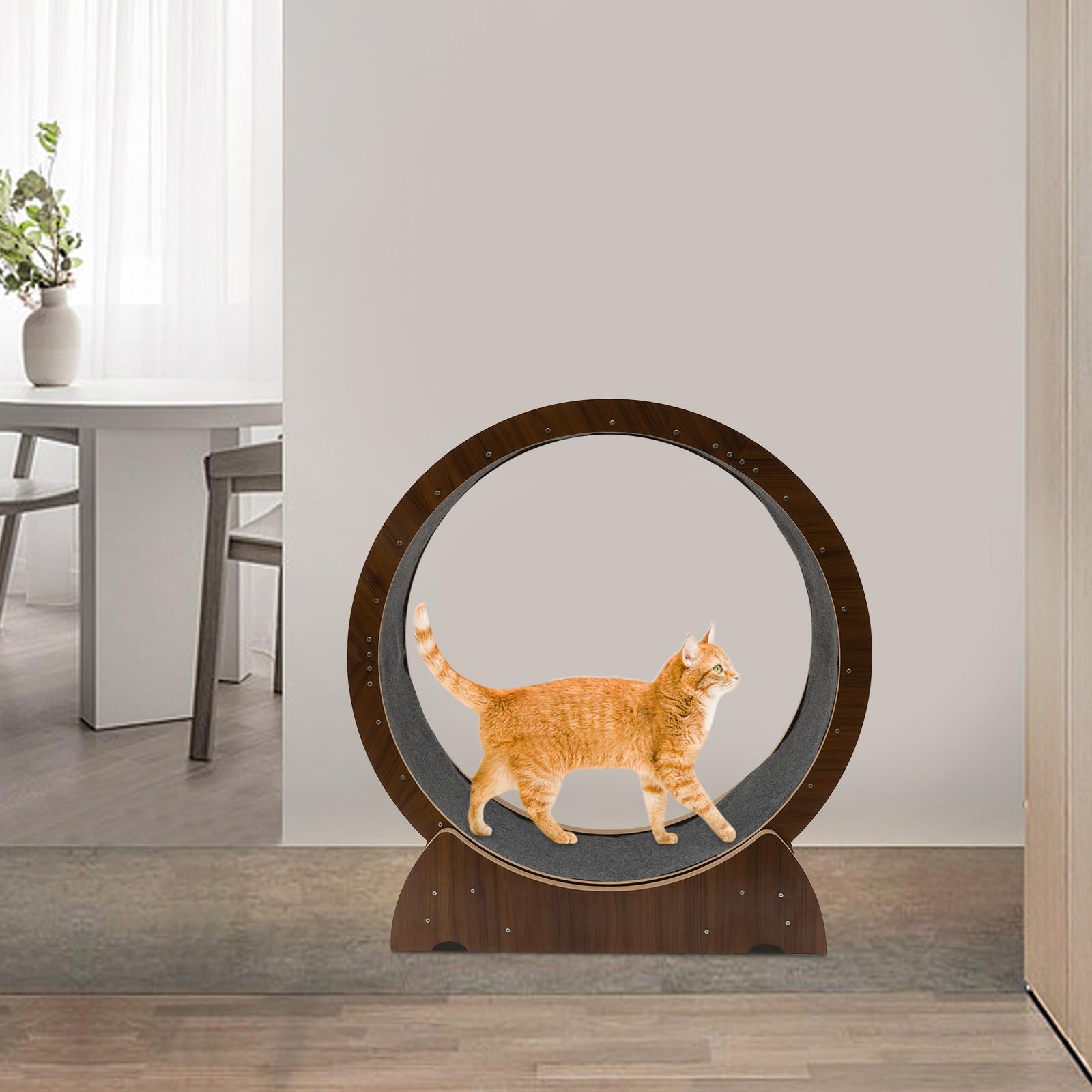 39.3in Cat Exercise Wheel, Large Cat Treadmill with Silent Carpeted Runway, Kitty Pet Sport Furniture Toy, Fitness Weight Loss Device for Indoor Cats (39.3 * 11.8 * 42.1IN)