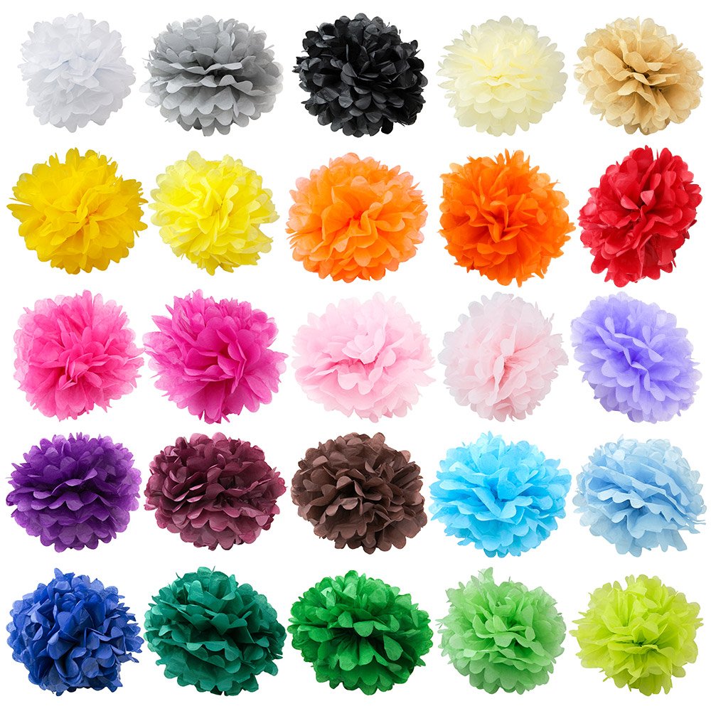 WYZworks Set of 6 - Aqua Blue 14" - (6 Pack) Tissue Pom Poms Flower Party Decorations for Weddings, Birthday, Bridal, Baby Showers, Nursery, Décor, Halloween