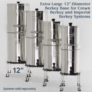 Extra Large Berkey Base Stainless Steel Stand Raises Your Imperial Berkey or Crown Berkey System 6" Above Countertop for Easier Dispensing of Water