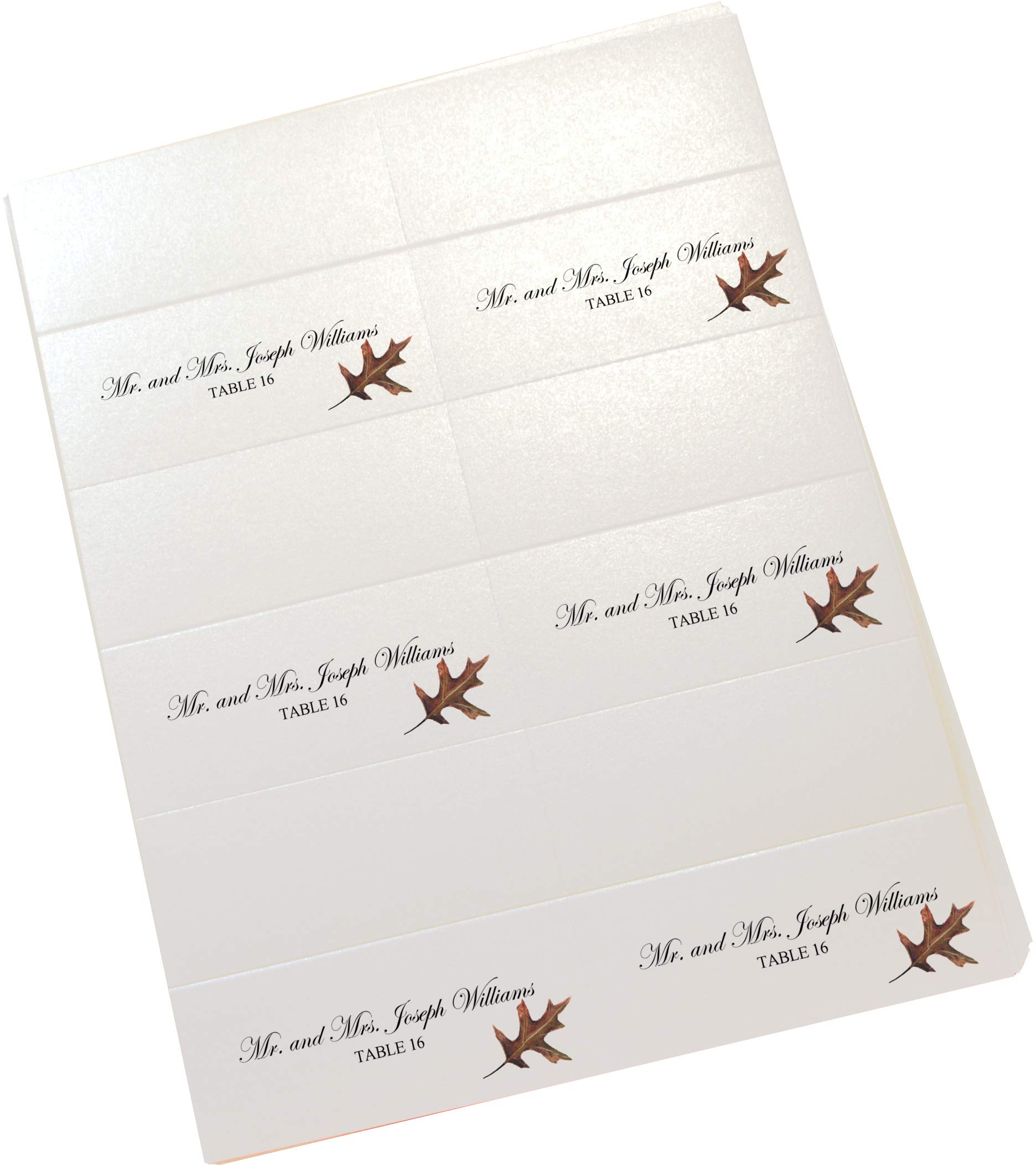 Assorted Autumn Leaf Printable Place Cards, Set of 60 (10 Sheets), Laser & Inkjet Printers - Wedding, Party, Dinner, and Special Events - Made in the USA