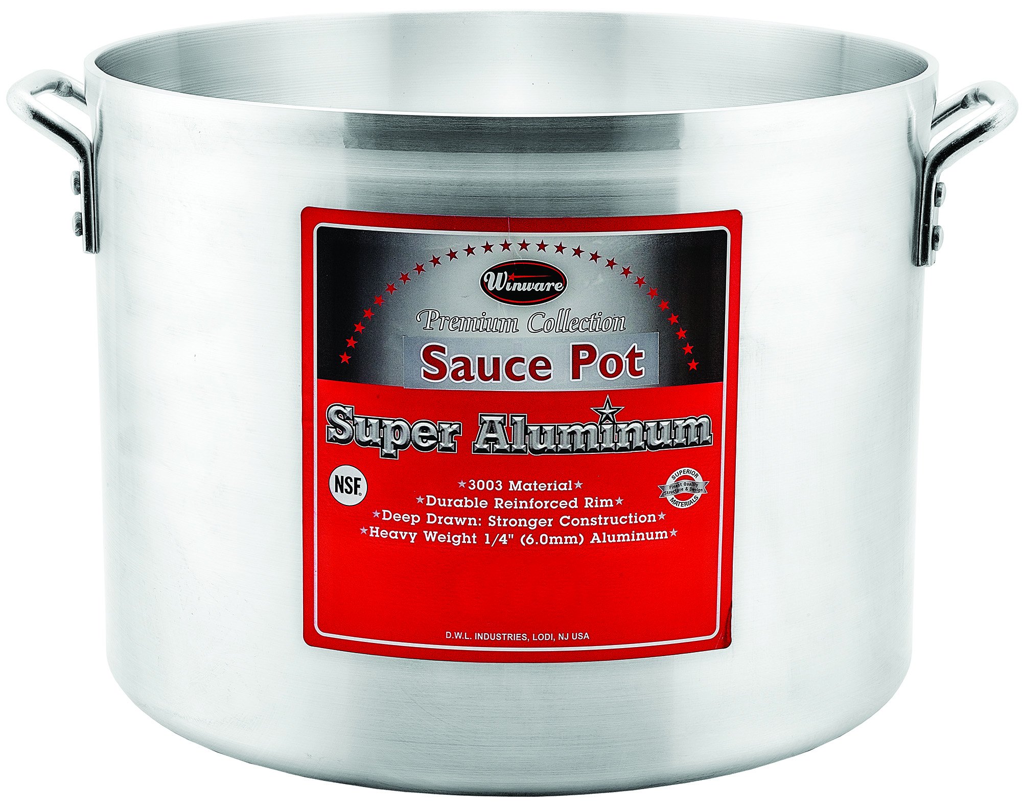 Winco USA Super Aluminum Sauce Pot, Extra Heavy Weight, 40 Quart, Aluminum