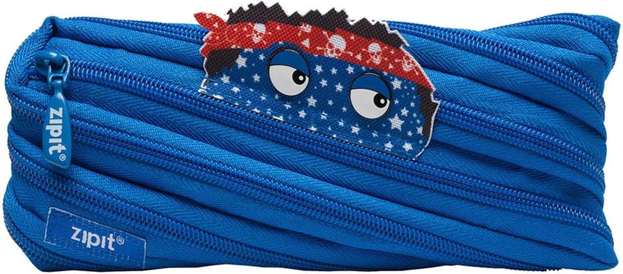 ZIPIT Monstar Pencil Case for Boys, Holds Up to 30 Pens, Machine Washable, Made of One Long Zipper! (Blue)