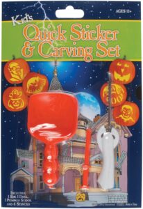 loftus international kids pumpkin quick sticker & tools pumpkin carving kit (9 piece), orange