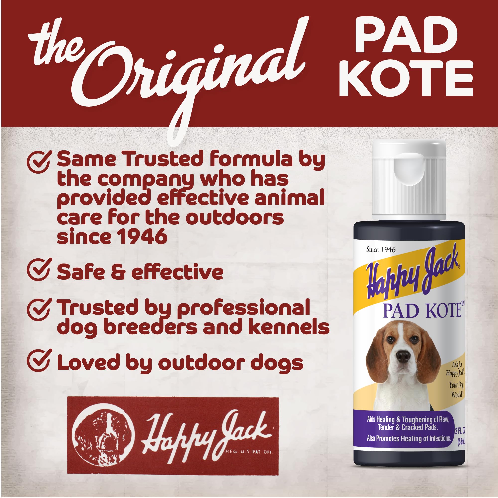 HAPPY JACK Pad Kote Paw Soother for Dogs, Cats & Horses (2 oz), Paw Lotion, Moisturizer & Soother for Puppies & Adults, Protects from Hot Pavement & Rough Terrain, Lick Safe