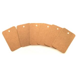 LWR CRAFTS 100 Hang Tags Rectangle with Jute Twines 100ft (2 3/8" x 1 9/16", Kraft)