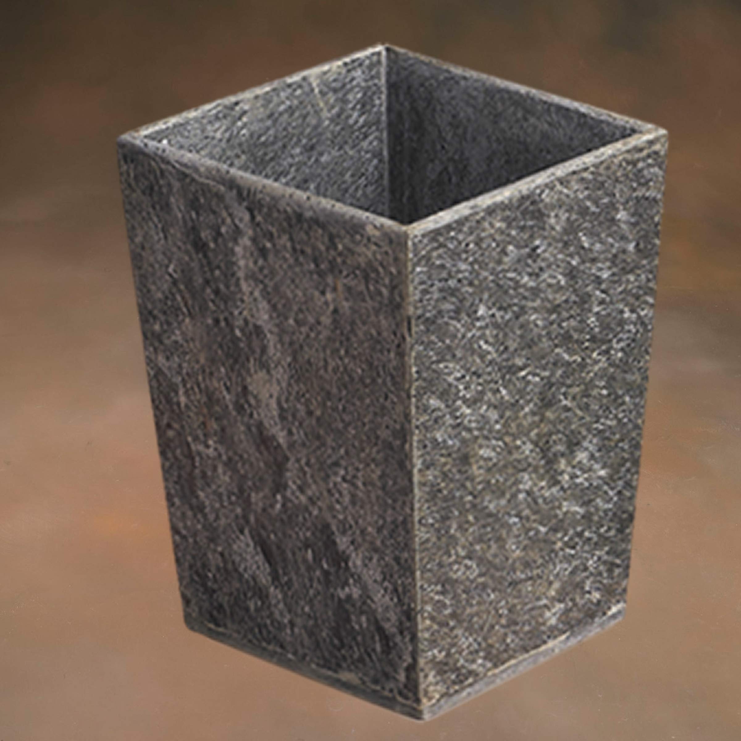 Creative Home Natural Slate Stone Waste Basket Trash Can Recycle Bin Garbage Container for Bathroom Organize, 7.5" x 7.5" x 10" H, Grey